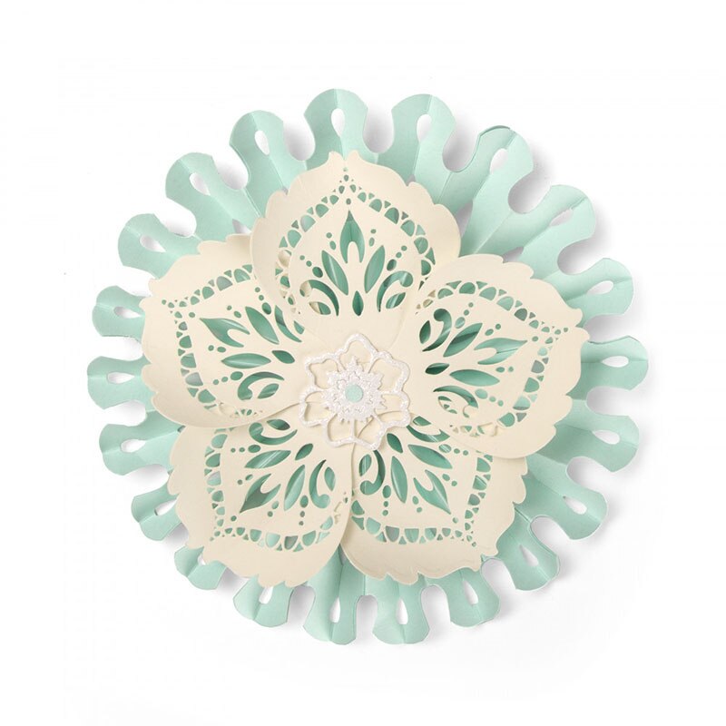 Framelits Die &amp; Stamp Set Mandala Flower / Suaje y Sello de Flor Mandala Descontinuado Sizzix