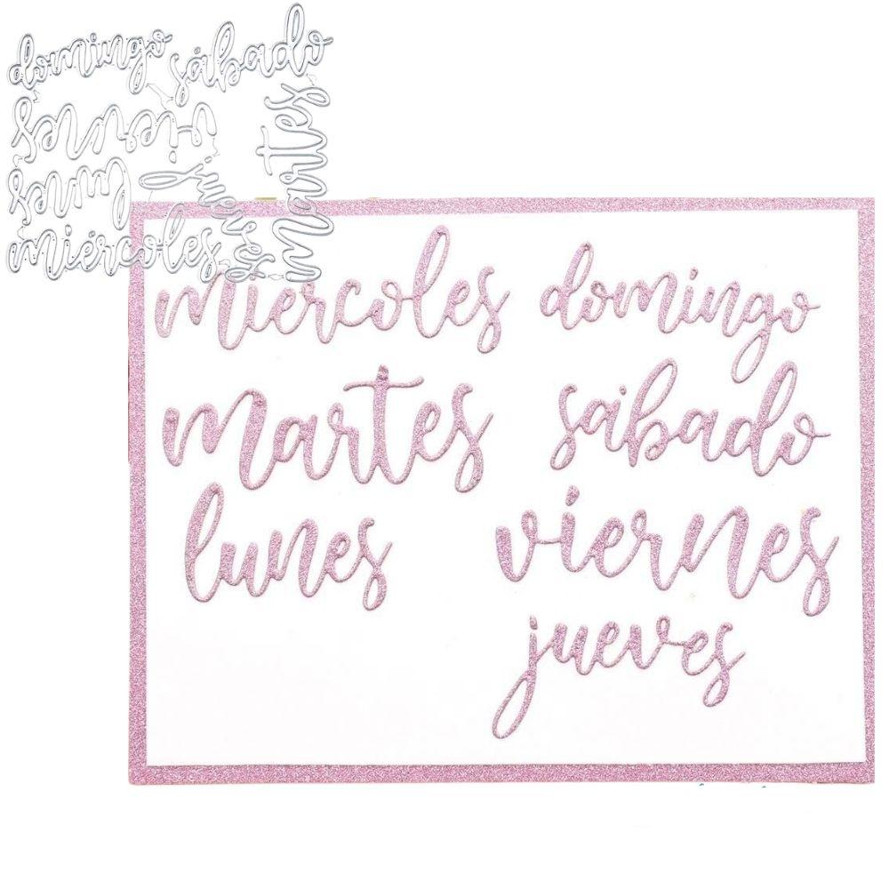 Suaje de Días de la Semana en Español Dados de Corte / Suajes / Troqueles Hobbees