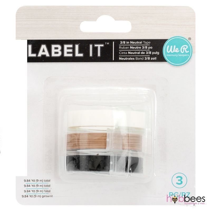 Label It Tape Neutral /3 Cintas para Dymo Colores Neutrales Adhesivos / Pegamentos We R Memory Keepers
