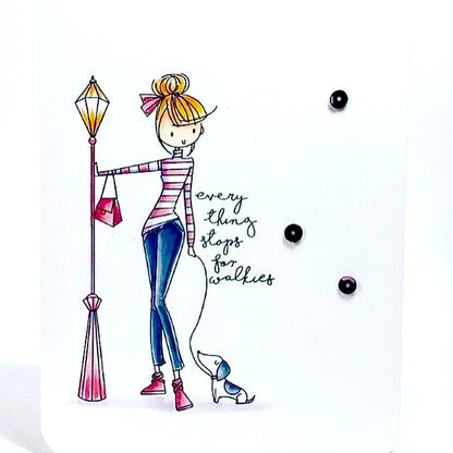 Cling Mounted Rubber Stamps Everything Stops for Walkies / Sello ClingTodo se Detiene Descontinuado LDRS Creative