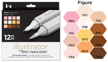Illustrator by Spectrum Noir Figure Set / Set de 12 Marcadores Descontinuado Crafter&