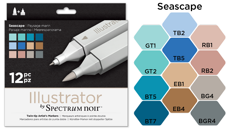 Illustrator by Spectrum Noir Seascape Set / Set de 12 Marcadores Paisaje Marino Descontinuado Crafter&