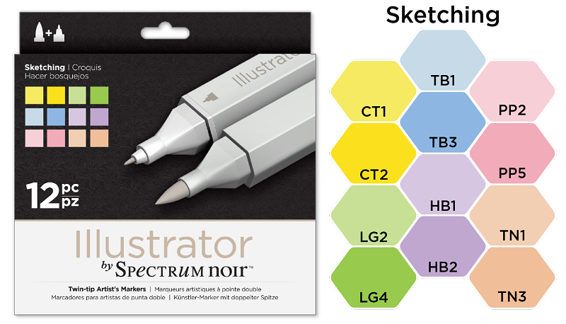 Illustrator by Spectrum Noir Sketching Set / Set de 12 Marcadores Para Bosquejo Descontinuado Crafter&
