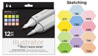 Illustrator by Spectrum Noir Sketching Set / Set de 12 Marcadores Para Bosquejo Descontinuado Crafter&