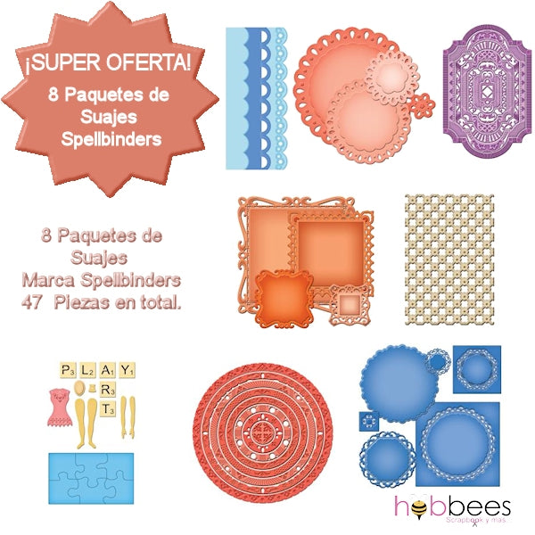 Kit Promocional de 8 Paquetes de Suajes Spellbinders a Precio Especial Descontinuado Spellbinders