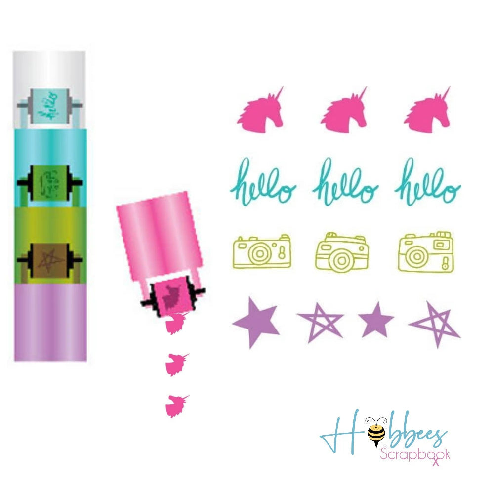 Glitter Girl Stamp Roller / 4 Sellos Giratorios Mini