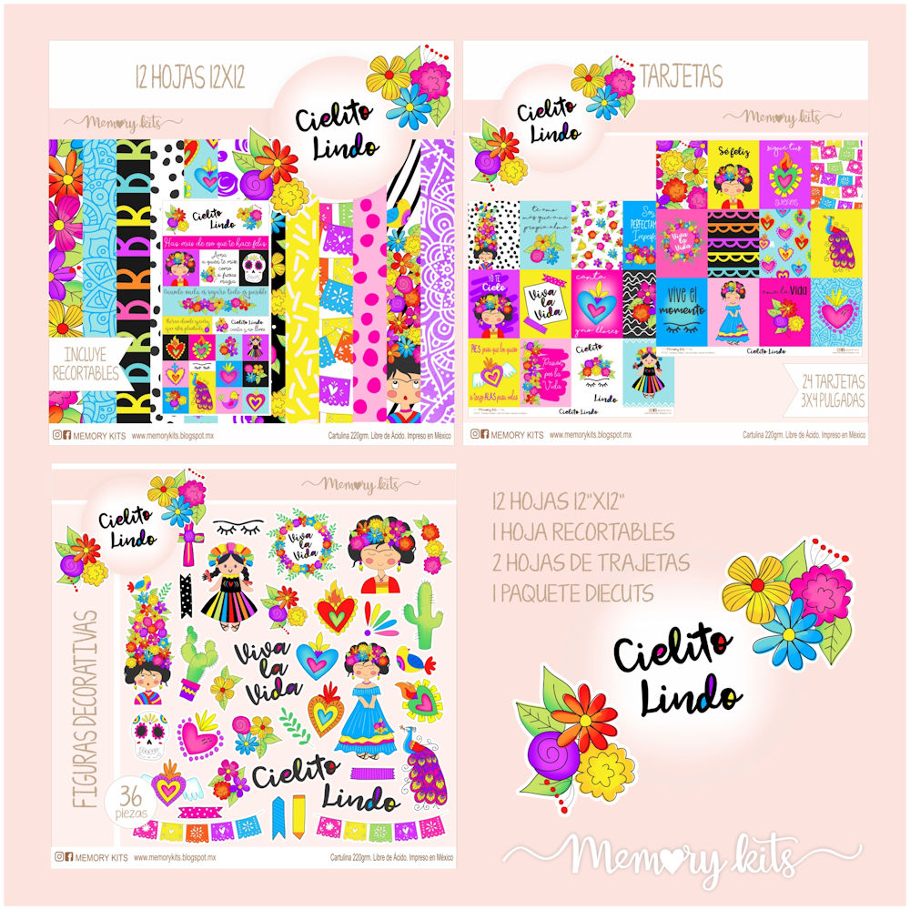 Kit de Papel Cartulina Cielito Lindo Papel Memory Kits