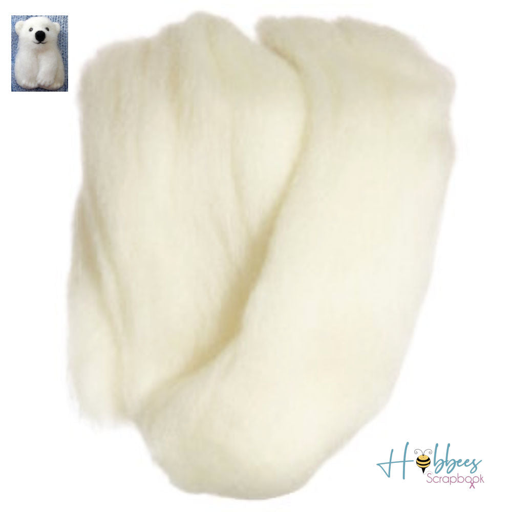 Natural Wool Roving White / Lana Afieltrable Blanca Costura Clover