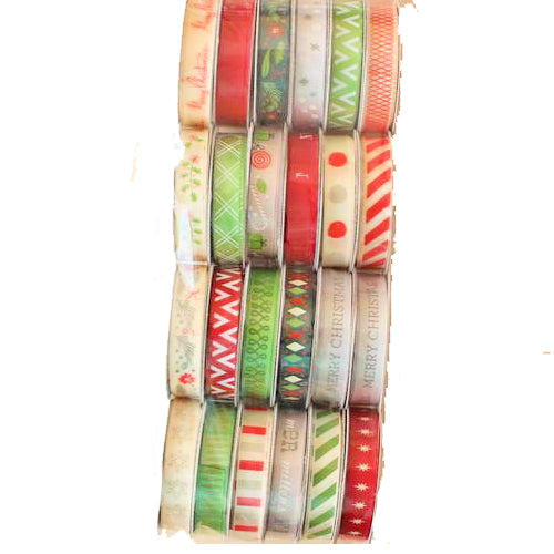 Premium Ribbon Value Pack Christmas /  24 Carretes de Listones Navideños Descontinuado American Crafts