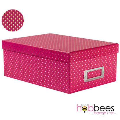 Pink Gold Dot Box / Caja Organizadora Rosa con Lunares Dorados DESCONTINUADO DCWV