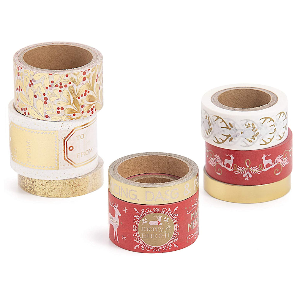 8 Christmas Red Gold Washi Tape / 8 Cintas Adhesivas Washi Descontinuado Martha Stewart