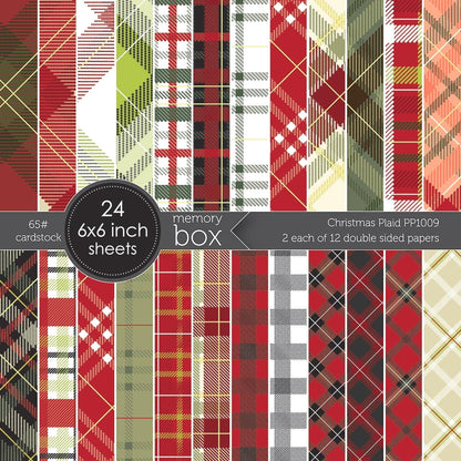 Christmas Plaid w Foil Cardstock / Cartulina Doble Cara Navidad 6x6 Descontinuado Memory Box
