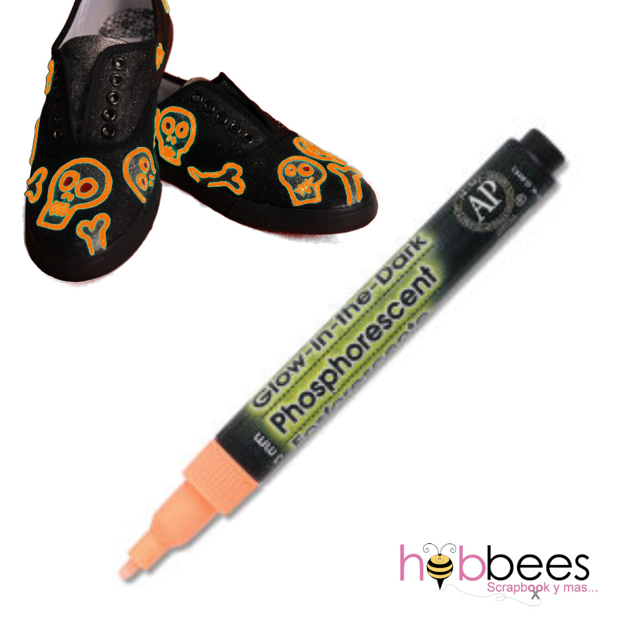 Glow In The Dark Fabric Marker Orange / Marcador Brilla en la Obscuridad Naranja Descontinuado Marvy Uchida