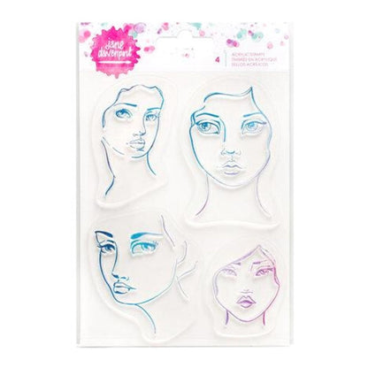 Faces Clear Stamps / Sellos Acrílicos Caras de Mujer Descontinuado Jane Davenport