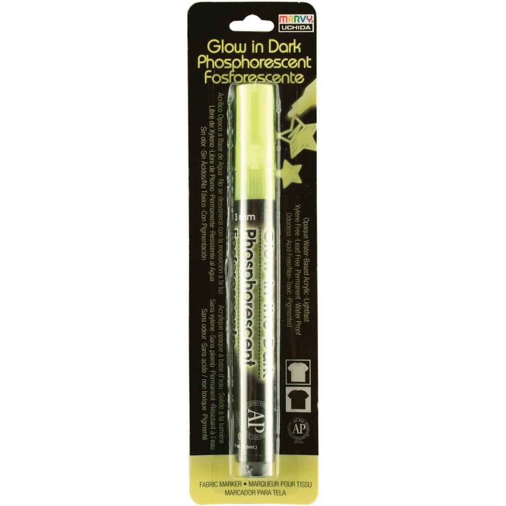 Glow In The Dark Fabric Marker Yellow / Marcador Brilla en la Obscuridad Amarillo Descontinuado Marvy Uchida