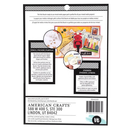 Mixed Media Backgrounds Paper / Block Papel Para Medios Mixtos 6 x 8" Papel Vicki Boutin