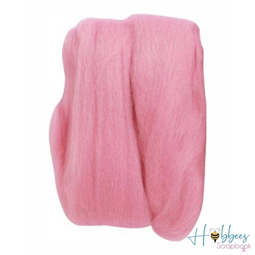 Natural Wool Roving Pink / Lana Afieltrable Rosa