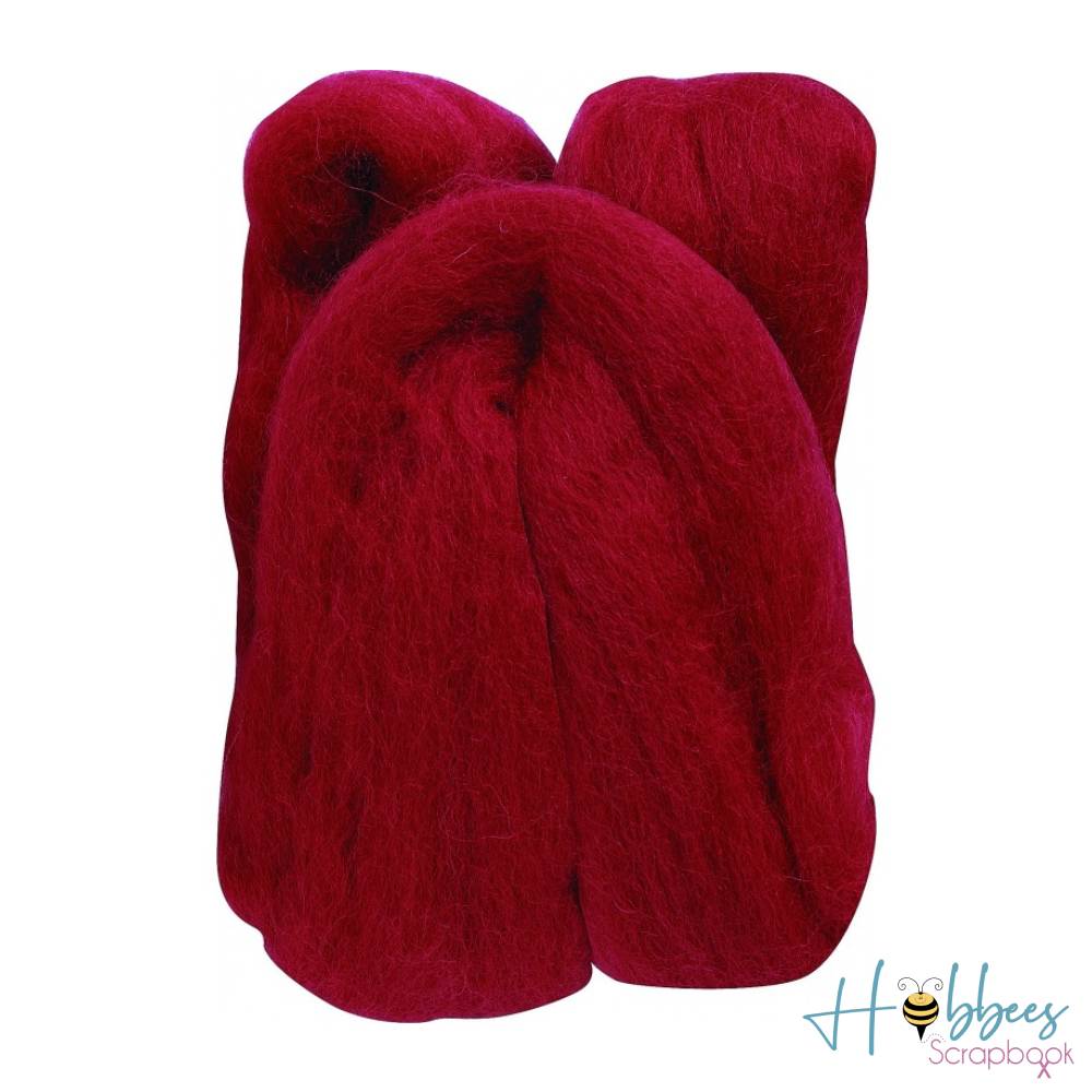 Natural Wool Roving Red / Lana Afieltrable Roja Costura Clover