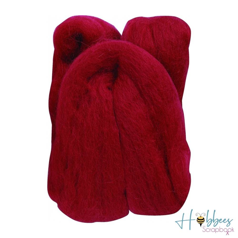 Natural Wool Roving Red / Lana Afieltrable Roja
