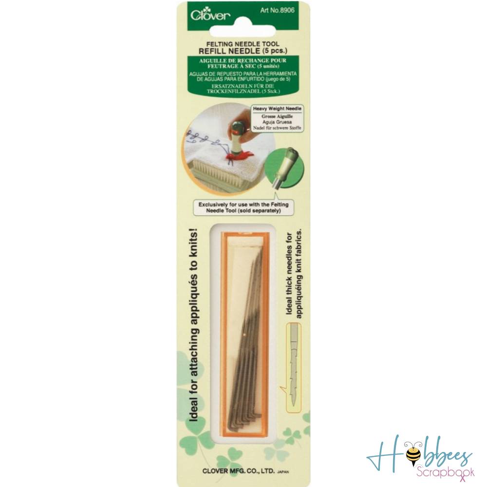 Felting Needle Tool Heavy W. Refill / Repuestos Agujas Afieltrar Gruesas Costura clover