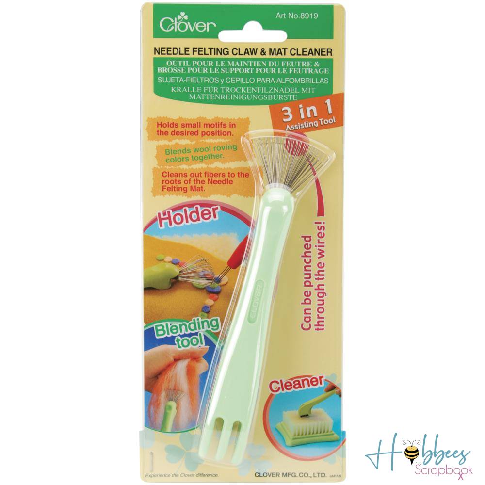 Felting Needle Claw &amp; Mat Cleaner / Herramienta 3 en 1 Sujeta Fieltro y Cepillo Costura Clover