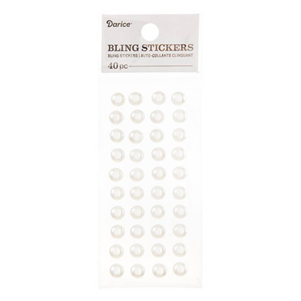 Bling Stickers White Pearl 8mm / Piedritas Decorativas Autoadhesivas Blanco Perla Adornos / Embellishments Darice