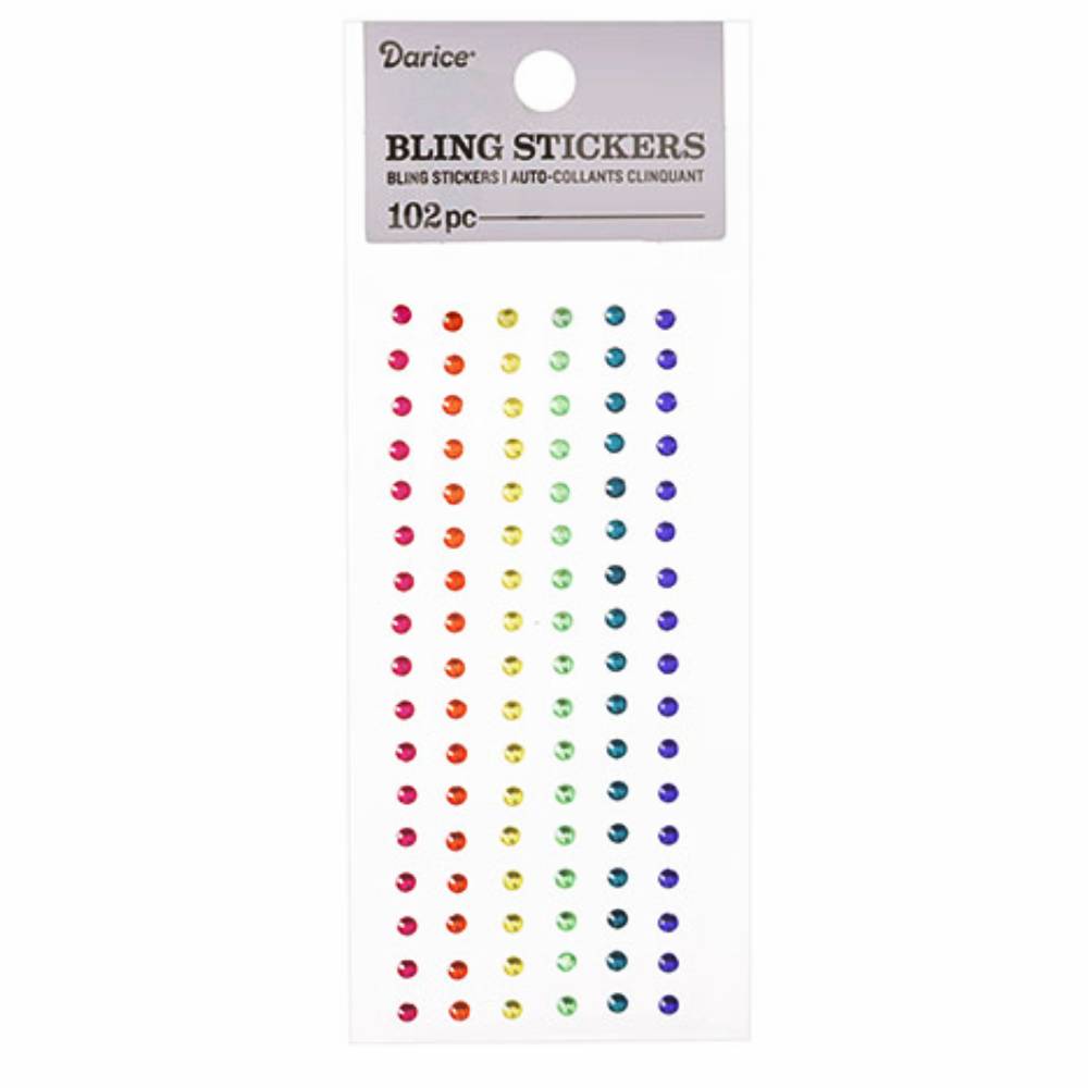 Bling Stickers Rainbow 3mm / Piedritas Decorativas Autoadhesivas Arcoiris Adornos / Embellishments Darice