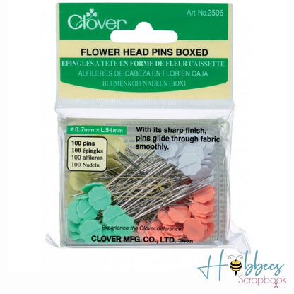 Flower Head Pins Boxed / Alfileres Cabeza de Flor Costura Clover