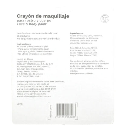 6 Crayones Pinta Caritas Primarios Descontinuado Barrilito