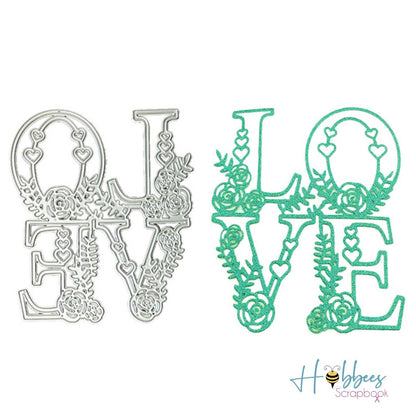 Suaje de Frase Love con Flores Dados de Corte / Suajes / Troqueles Hobbees