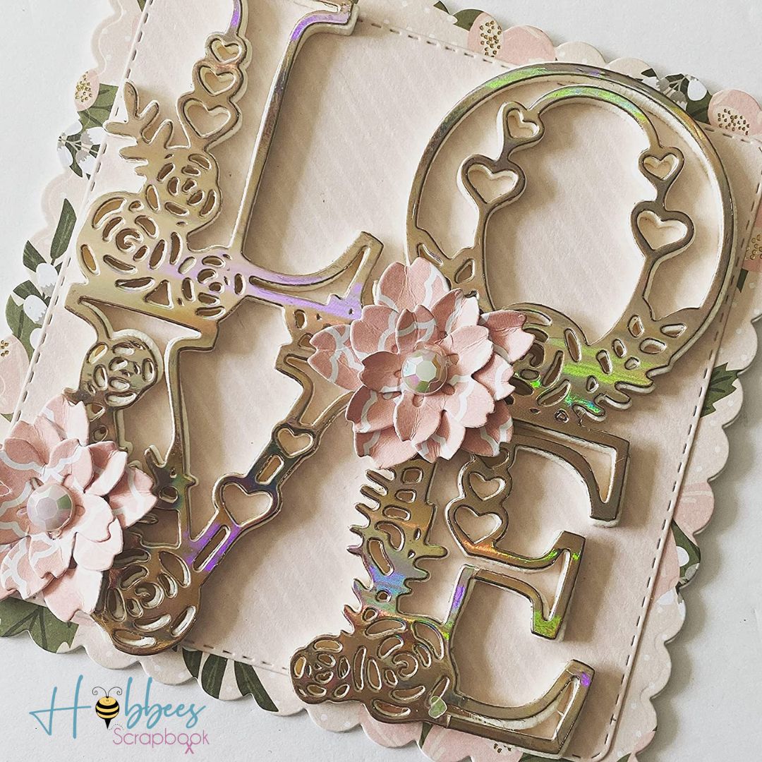 Suaje de Frase Love con Flores Dados de Corte / Suajes / Troqueles Hobbees