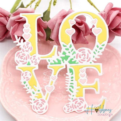 Suaje de Frase Love con Flores Dados de Corte / Suajes / Troqueles Hobbees