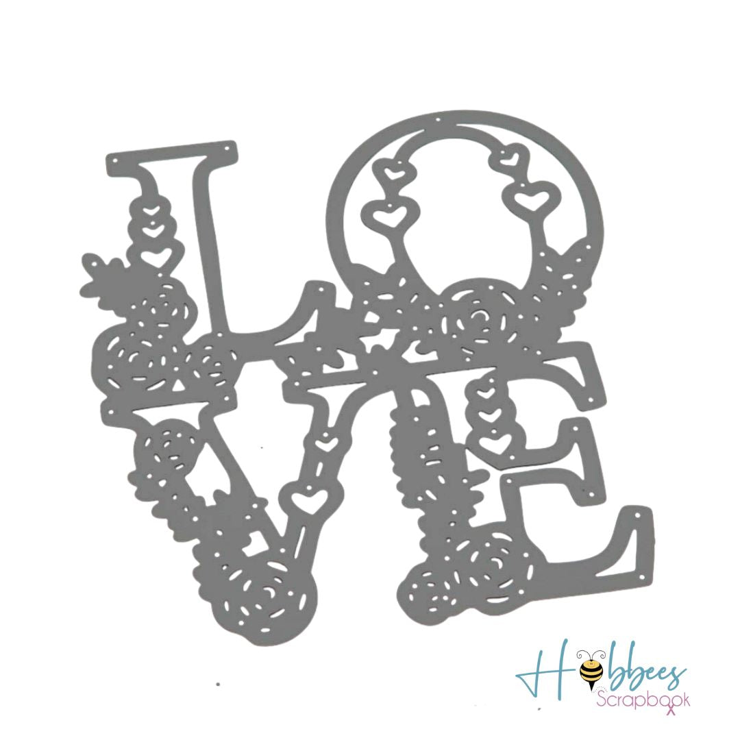 Suaje de Frase Love con Flores Dados de Corte / Suajes / Troqueles Hobbees