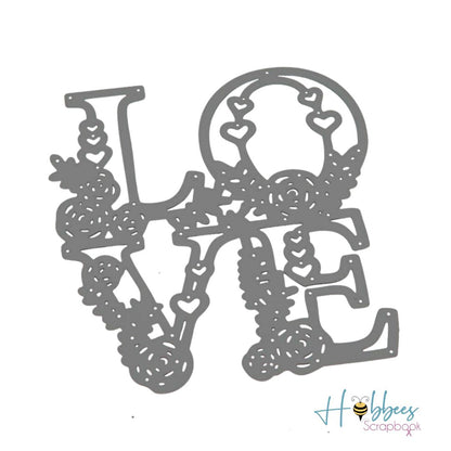 Suaje de Frase Love con Flores Dados de Corte / Suajes / Troqueles Hobbees