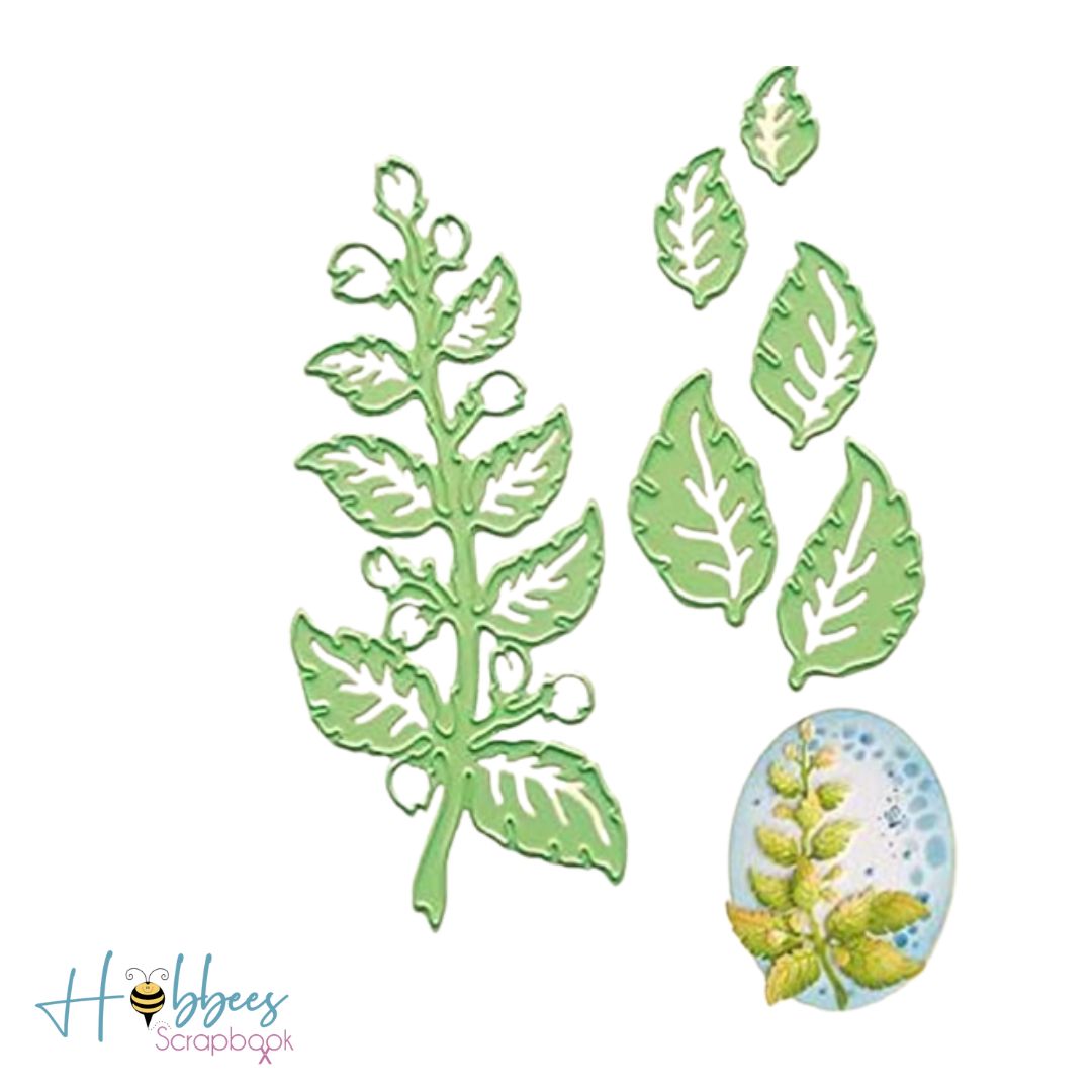 6 Suajes de Rama con Hojas y Hojas Dados de Corte / Suajes / Troqueles Hobbees