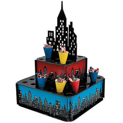 Superhero City Treat Stand / Centro de Mesa Ciudad de Superheroes Fiestas Fundamentals