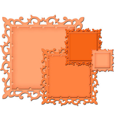 Fleur de Lis Squares Dies and Emboss / Suaje y Realce Cuadrados Flor de Liz Descontinuado Spellbinders