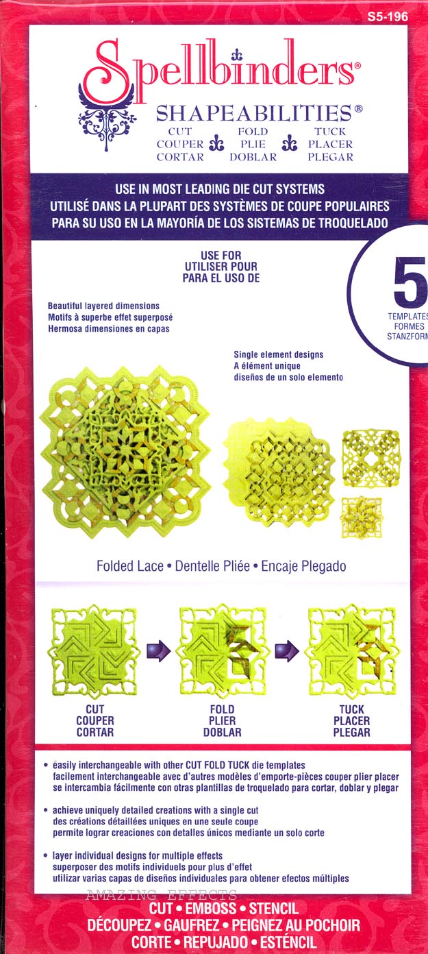 Shapeabilities Cut, Fold &amp; Tuck Dies Folded Lace  / Suaje de Cortar y Doblar Dados de Corte / Suajes / Troqueles Spellbinders