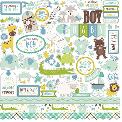Kit Sweet Baby Boy / Papeles y Stickers Bebé Descontinuado Echo Park