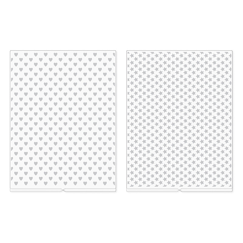 Hearts &amp; Stars Embossing Folders / Folders de Grabado Corazones y Estrellas Descontinuado We R Memory Keepers