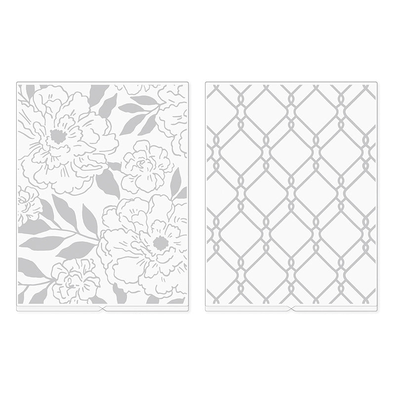 Maggie Holmes Embossing Folders / Folders de Grabado Flores y Enrejado Descontinuado We R Memory Keepers