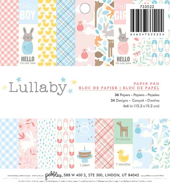 Lullaby Paper Pad / Block de Papel para Bebé 6&quot; x 6&quot; Papel Pebbles