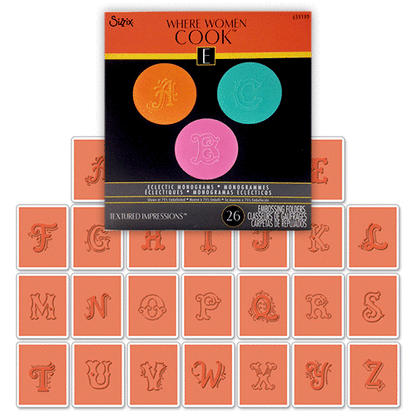 Embossing Folders Eclectic Monogram / 26 Folders de Grabado Monogramas Descontinuado Sizzix