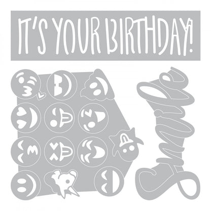 Embossing Folder &amp; Die Set Birthday Smiles /  Floder de Grabado y Suajes Caritas Descontinuado Sizzix