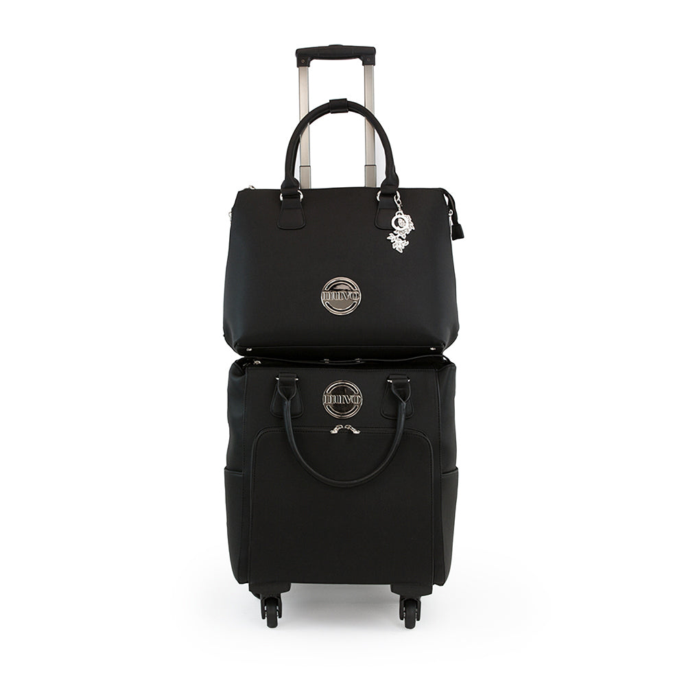 Handbag and Roller Set Belvedere Black / Bolsa y Carrito con Ruedas Negro Descontinuado Nuvo