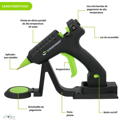 Cordless High Temp Glue Gun / Pistola de Silicón de Alta Temperatura Adhesivos / Pegamentos SureBonder