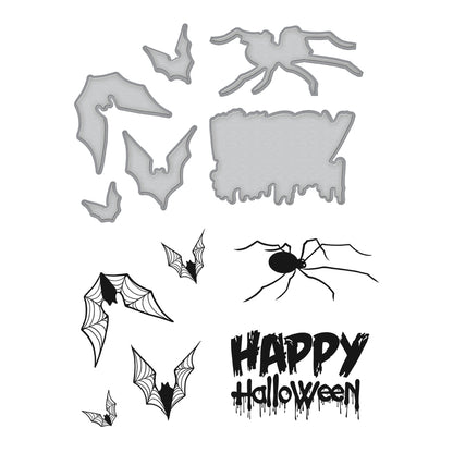 Happy Halloween Dies &amp; Stamps Set / Suajes de Corte y Sellos de Halloween Dados de Corte / Suajes / Troqueles Spellbinders