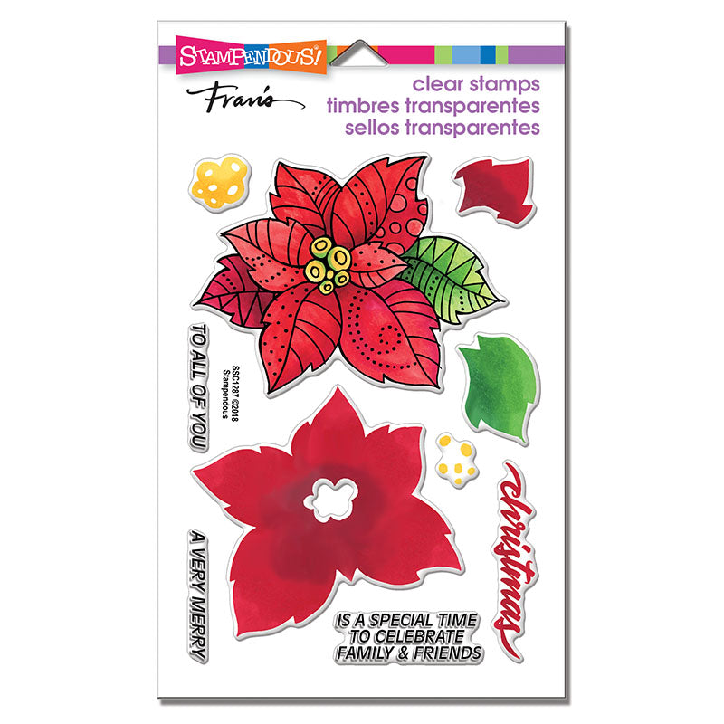 Perfectly Clear Stamps Poinsettia Parts / Sellos de Polímero Noche Buena Sellos Stampendous