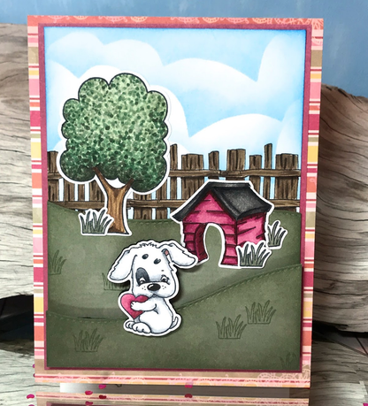 Stamps and Dies Kit Puppy Love / Kit de Suajes y Sellos de Perritos Descontinuado LDRS Creative