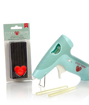 Sticky Thumb Mini Hot Glue Sticks, Mini Black / Silicon Pequeño color Negro Descontinuado American Crafts
